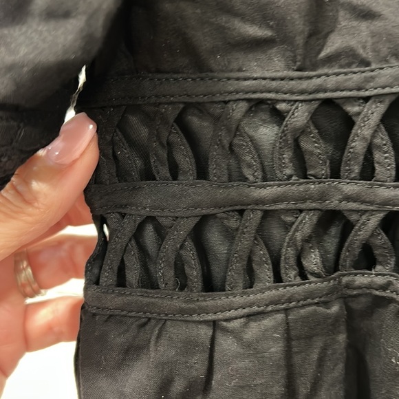 Cynthia Steffens Black 100% Cotton Dress with Beautiful Sewn Detail sz. 14 - Picture 4 of 10